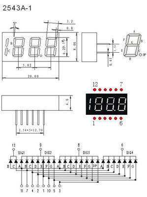 廠家直銷——0.25英寸三位半藍色LED數碼管，泛光燈應用優選